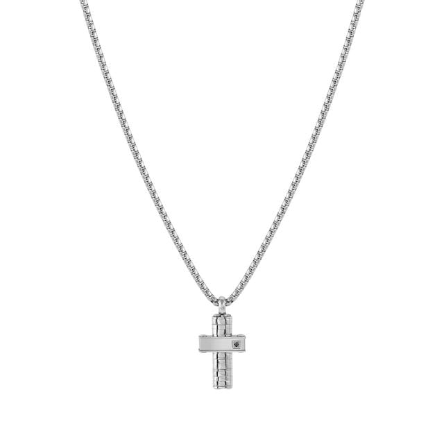 Collana Strong Diamond Croce con diamante nero o bianco - 028328 036
