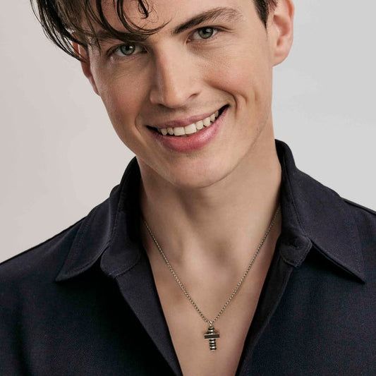 Collana Strong Diamond Croce con diamante nero - 028328/037