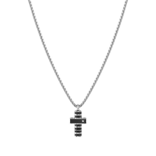 Collana Strong Diamond Croce con diamante nero - 028328/037