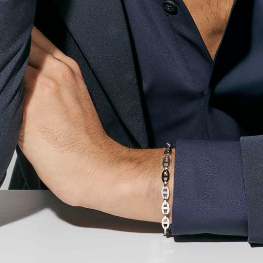 bracciale strong diamond catena nera e acciaio - 028341 030