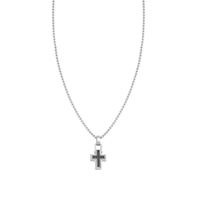 Collana Manvision con Croce e Pietre nere - 133006 007