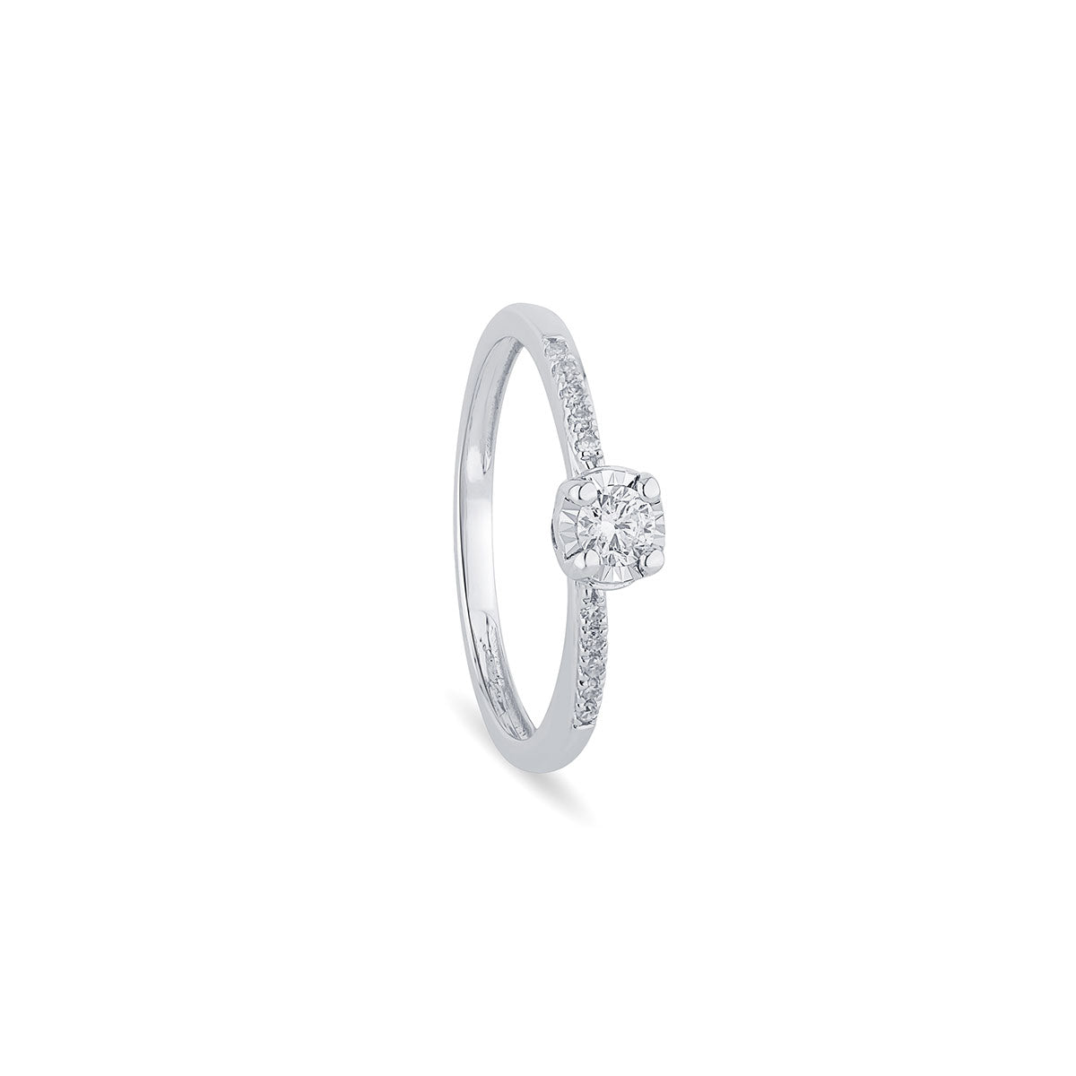 Anello MERAVIGLIA in oro bianco e diamanti 0.08 Ct. , gambo dritto incassato - 20111512