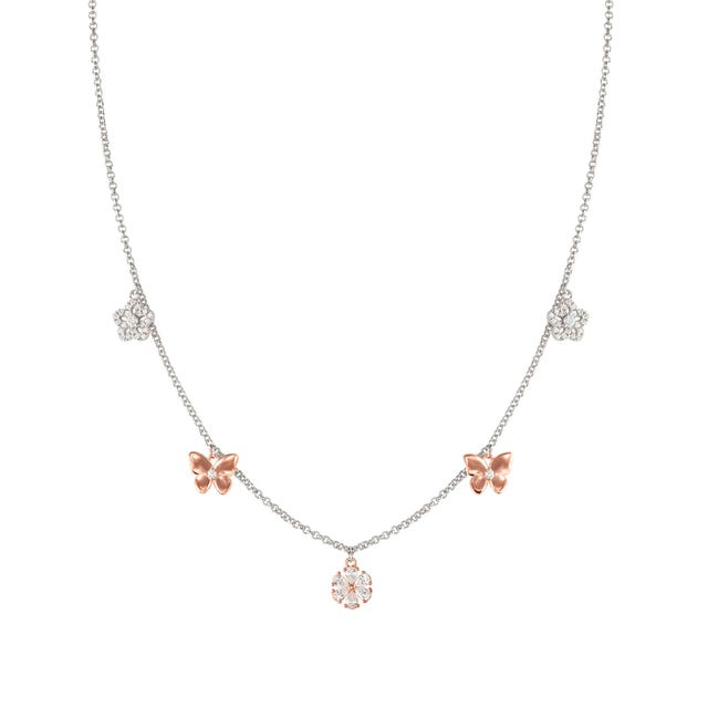 Collana SweetMadame Fiori e farfalle con Cubic Zirconia - 242011 051