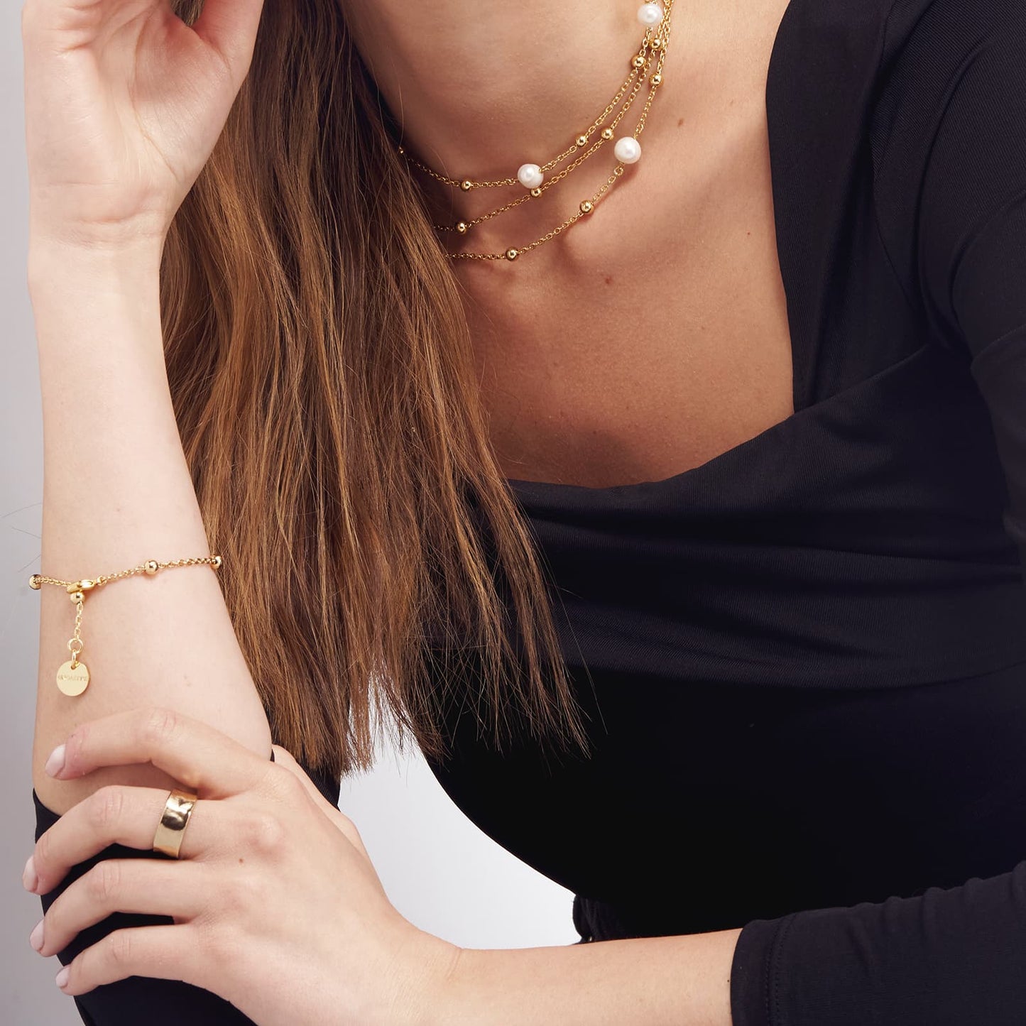 Bracciale in bronzo dorato e perle naturali - 000EXB4954000 2064