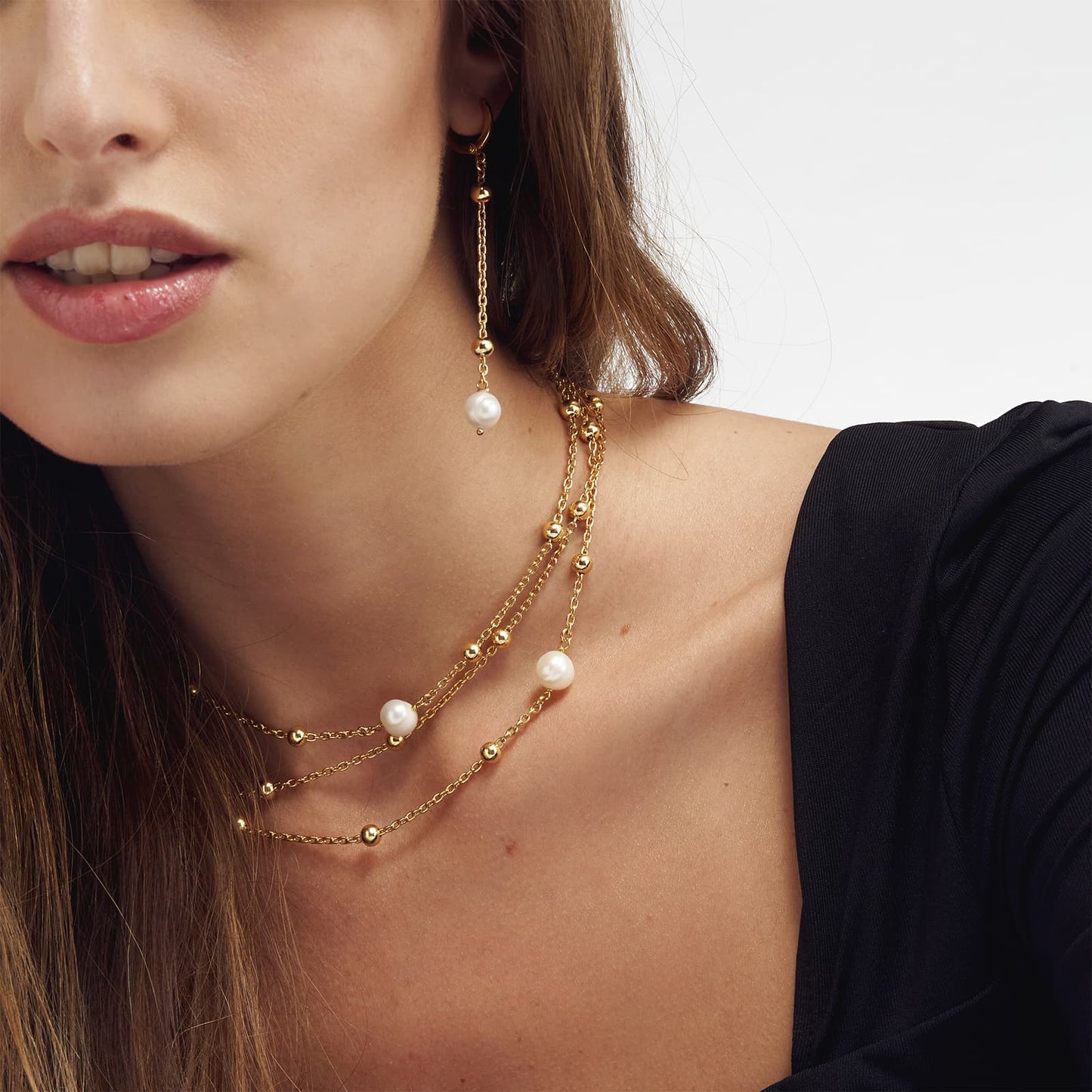 Collana in bronzo dorato e perle naturali - 000EXH5234000 2061