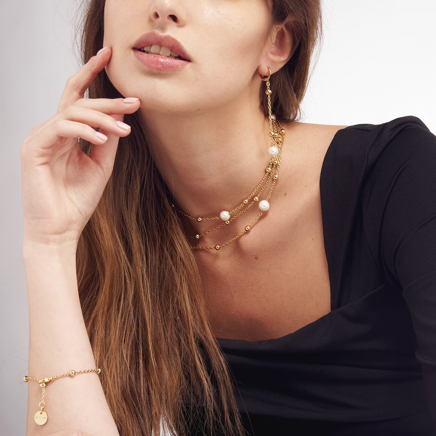 Collana in bronzo dorato e perle naturali - 000EXH5234000 2061