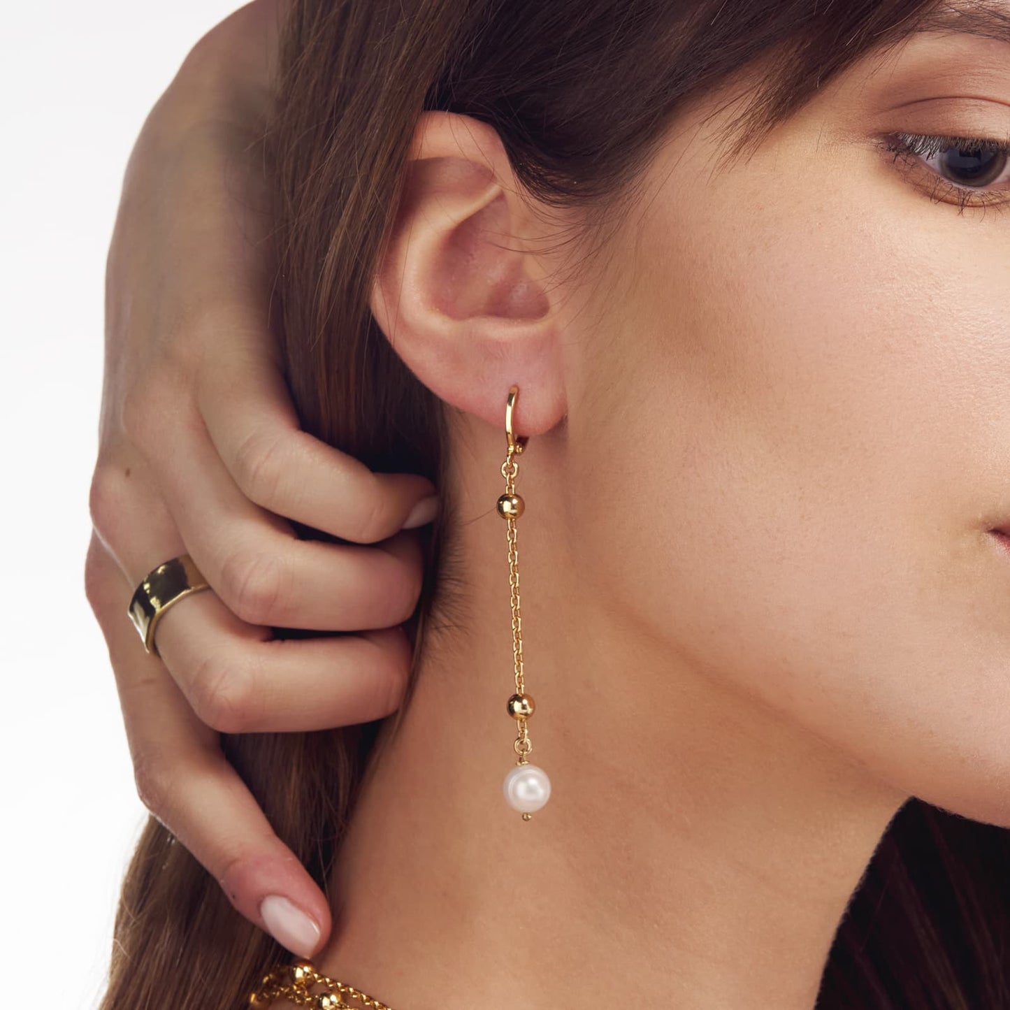 Orecchini in bronzo dorato con perle naturali - 000EXO4431000 2067
