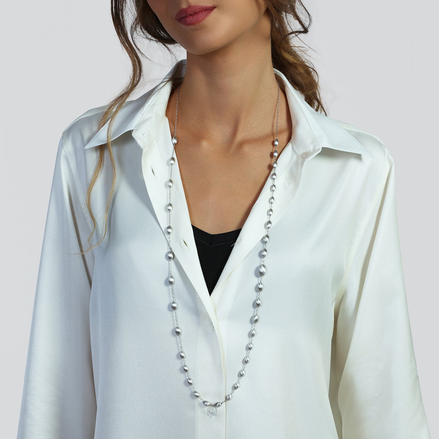 Collana lunga in argento satinato - 703YHW4244090 6659