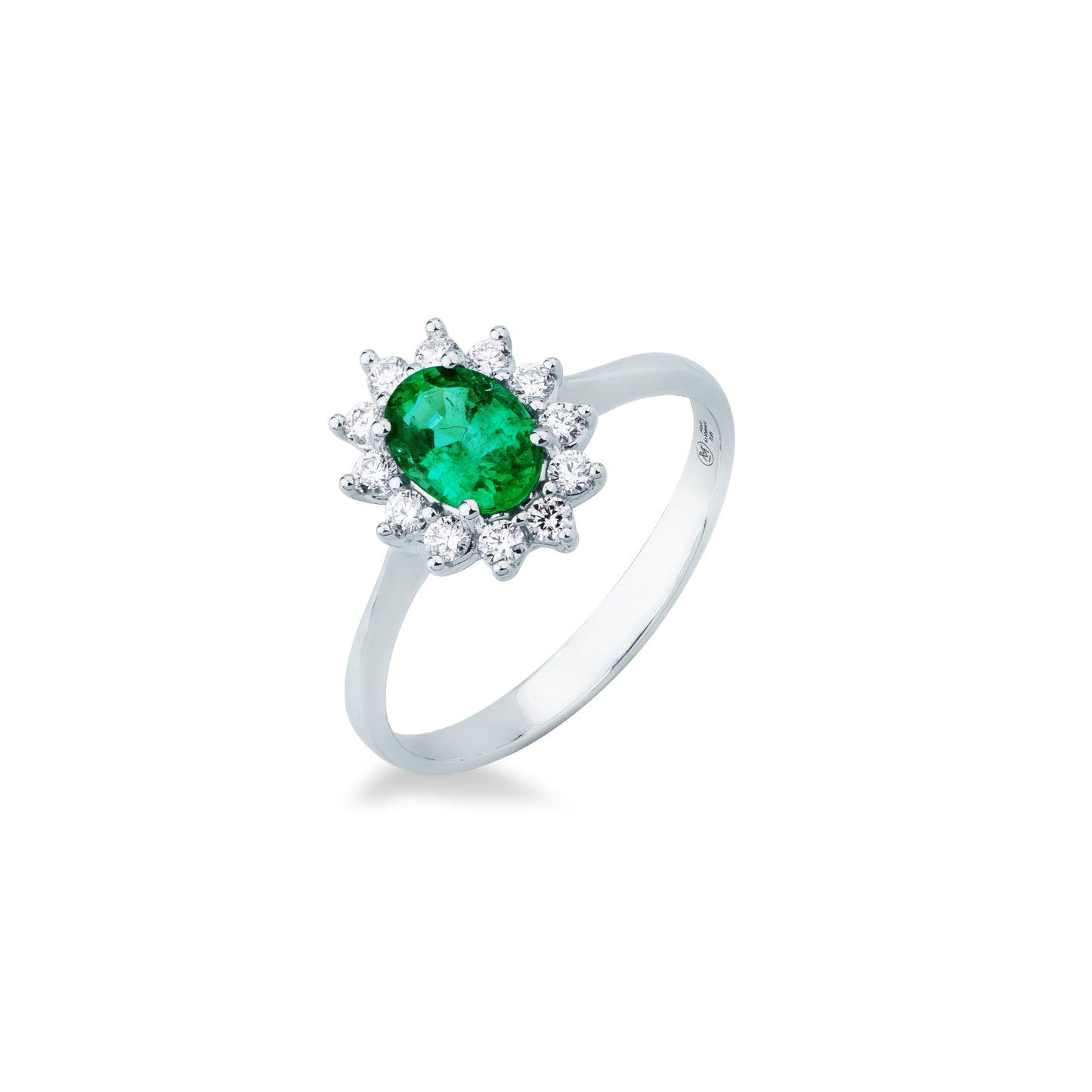Anello in ORO BIANCO, DIAMANTI E SMERALDO DL1/B20S