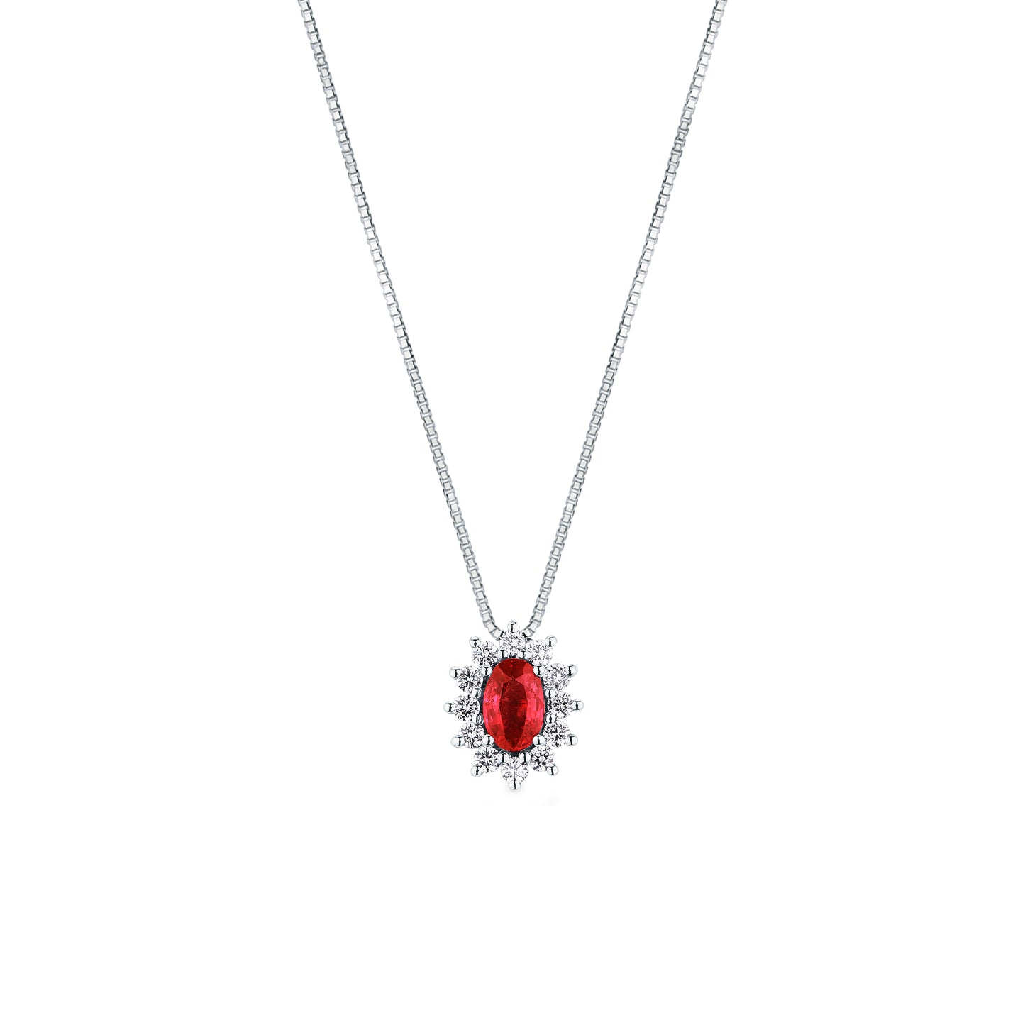 Collana IN ORO BIANCO, RUBINO E DIAMANTI LF458/B10R