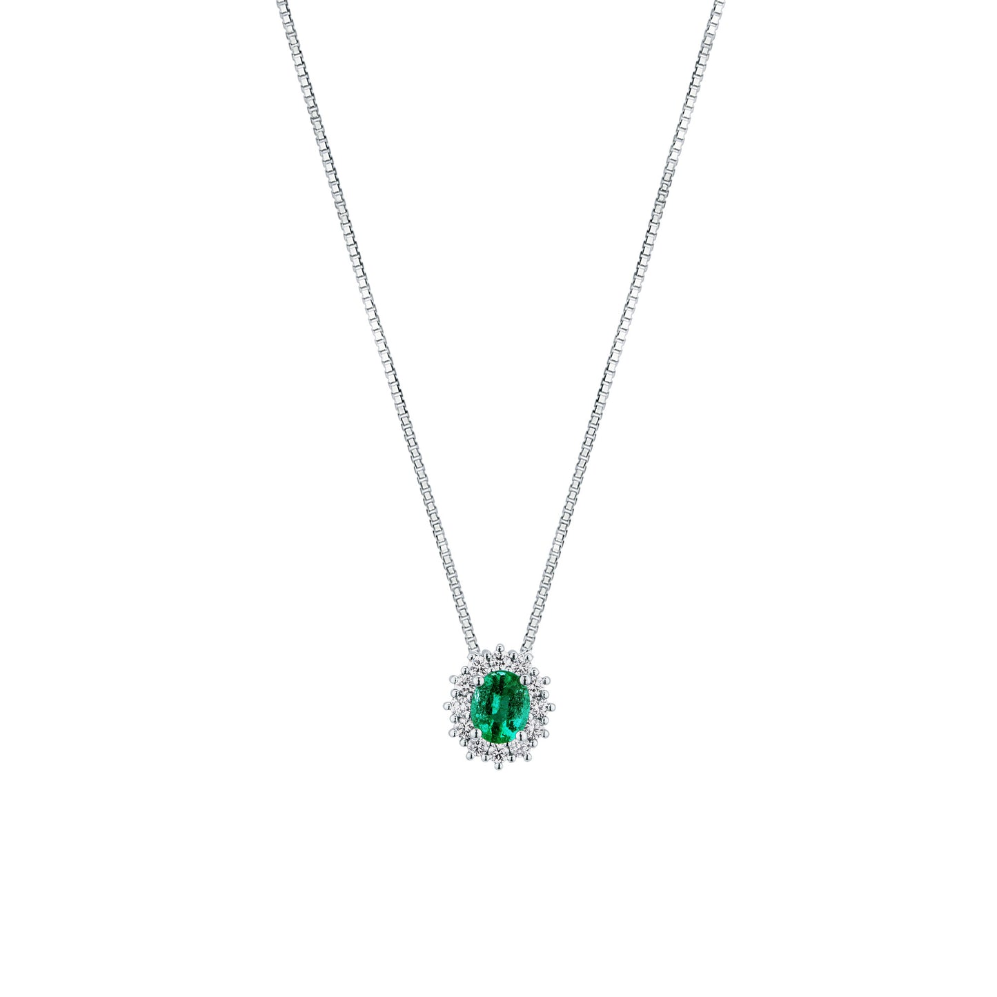 Collana ORO BIANCO DIAMANTI E SMERALDO Z740/B5S