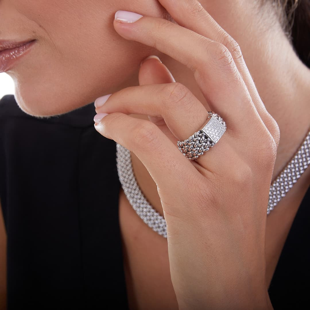 Anello in argento bianco Chicco con cubic zirconia - 711ECA0111000 5889/14