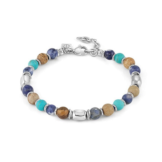 Bracciale Instinctstyle pietre miste celeste e marrone - 027930/062
