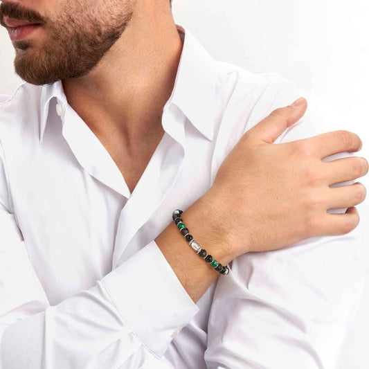Bracciale Instinctstyle pietre miste celeste e marrone - 027930/062