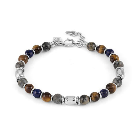 Bracciale Instinctstyle pietre miste marrone e blu - 027930 064