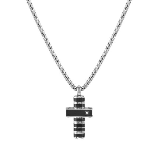 Collana Strong Diamond Croce con diamante nero - 028328/037