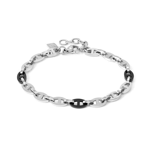 bracciale strong diamond catena nera e acciaio -  028341 030