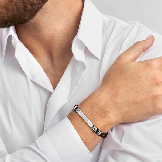 Bracciale Manvision in pelle sintetica nera - 133001 001