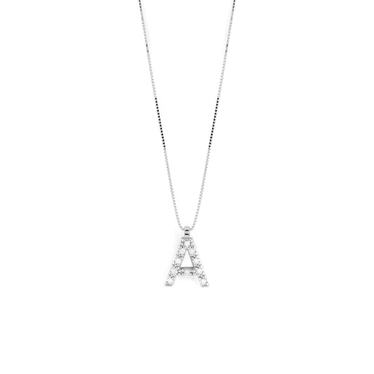 Collana ALPHABET lettera A in oro bianco e diamanti - 20109750