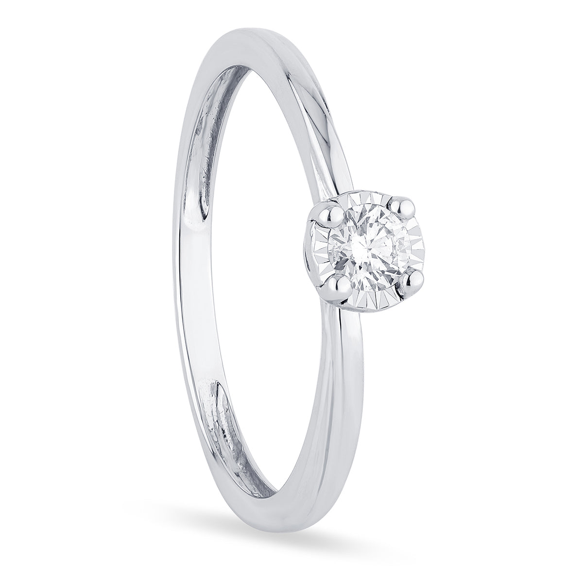 Anello MERAVIGLIA in oro bianco e diamanti 0.10 Ct. , gambo dritto lucido - 20111509