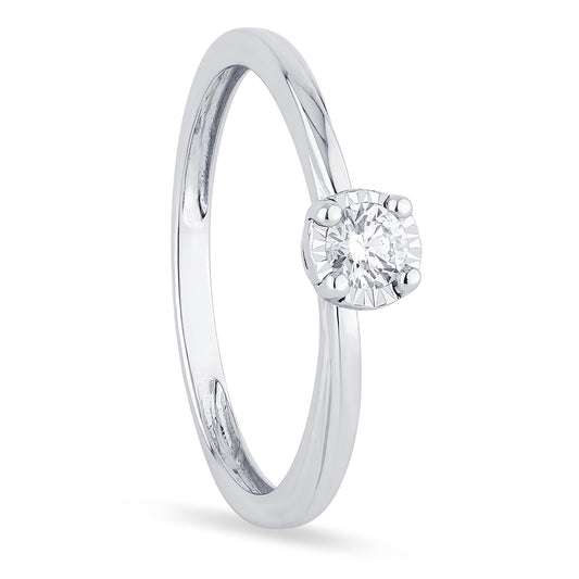 Anello MERAVIGLIA in oro bianco e diamanti 0.10 Ct. , gambo dritto lucido - 20111509