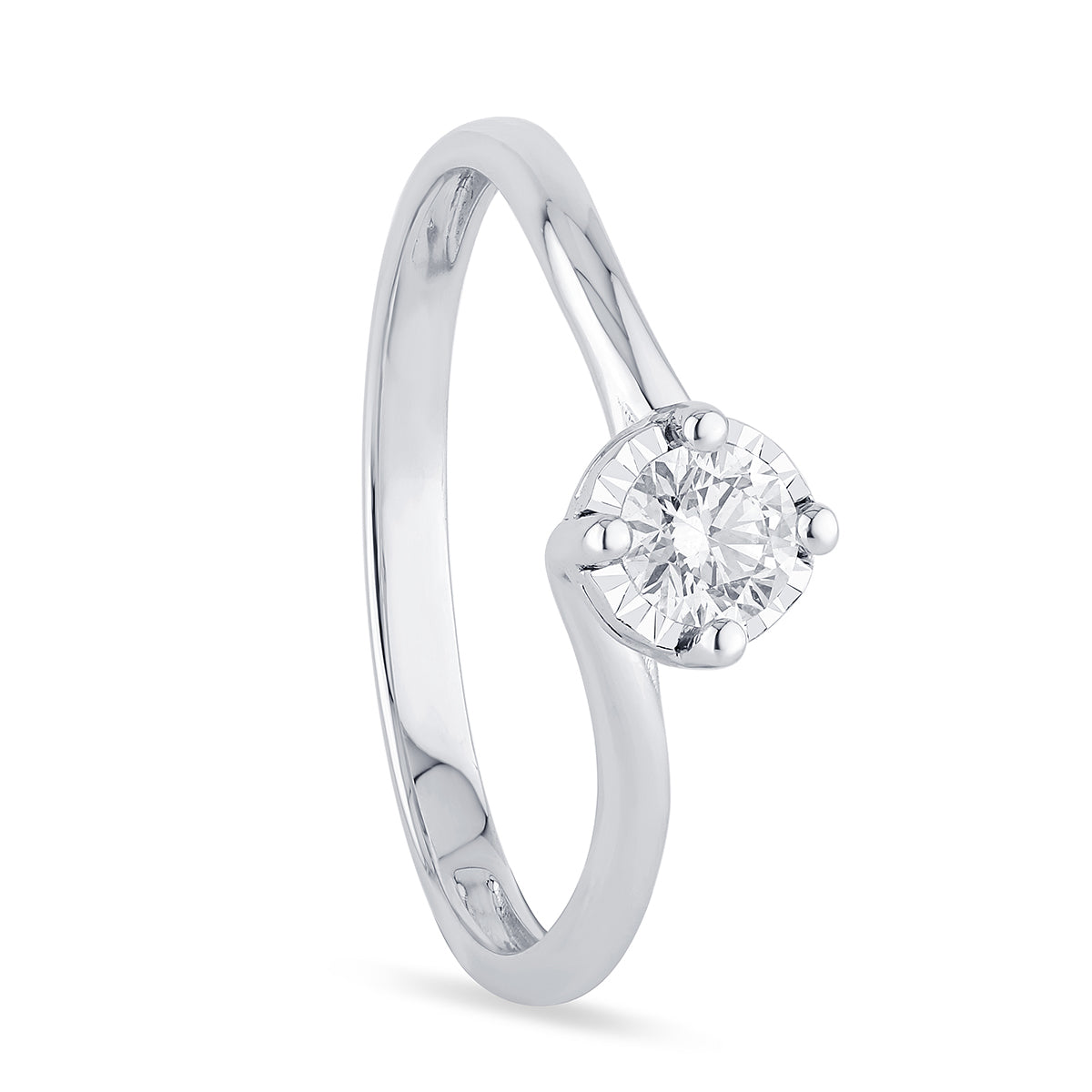 Anello MERAVIGLIA in oro bianco e diamanti 0.10 Ct. , gambo contrariè lucido - 20111525