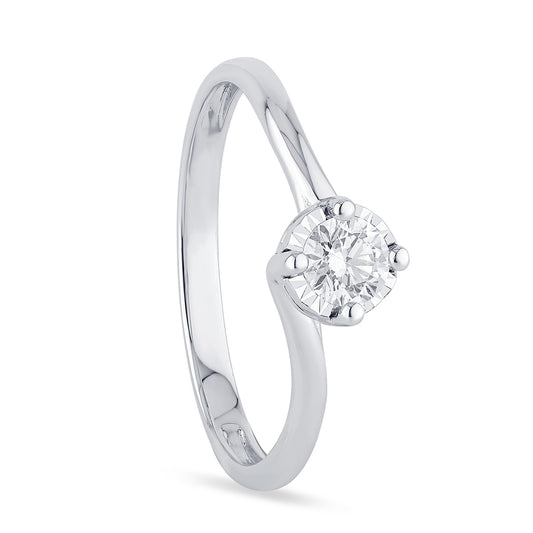 Anello MERAVIGLIA in oro bianco e diamanti 0.10 Ct. , gambo contrariè lucido - 20111525