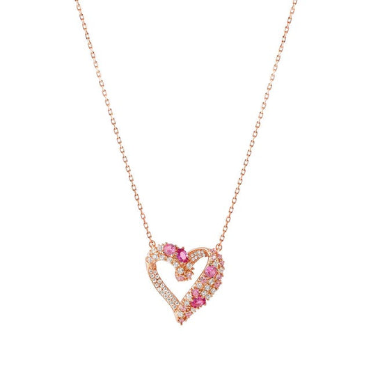 Collana Mosaica Cuore con Zirconi rosa e bianchi - 241604 011