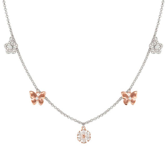 Collana SweetMadame Fiori e farfalle con Cubic Zirconia -  242011 051
