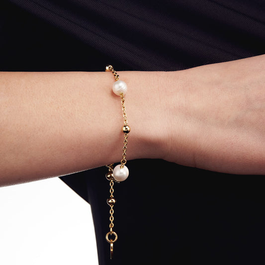 Bracciale in bronzo dorato e perle naturali - 000EXB4954000   2064