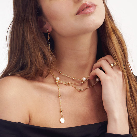 Collana in bronzo dorato e perle naturali - 000EXH5234000   2061