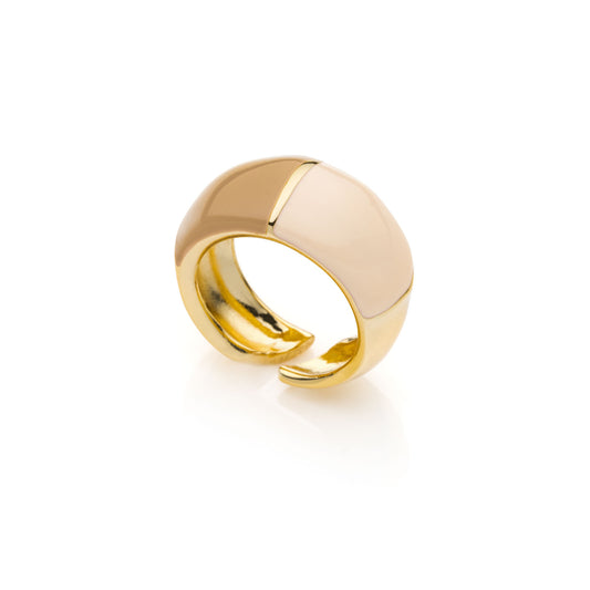 Anello dorato con smalto beige e nocciola - 007EXA0020006   2187