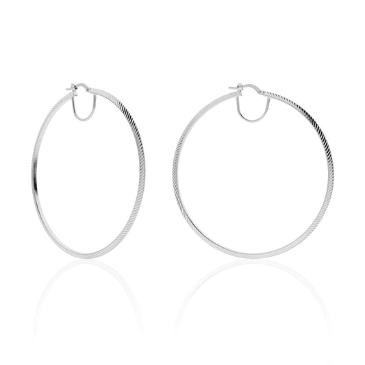 Orecchini a cerchio maxi argentati Triangoli - 004EXO0089900   2391