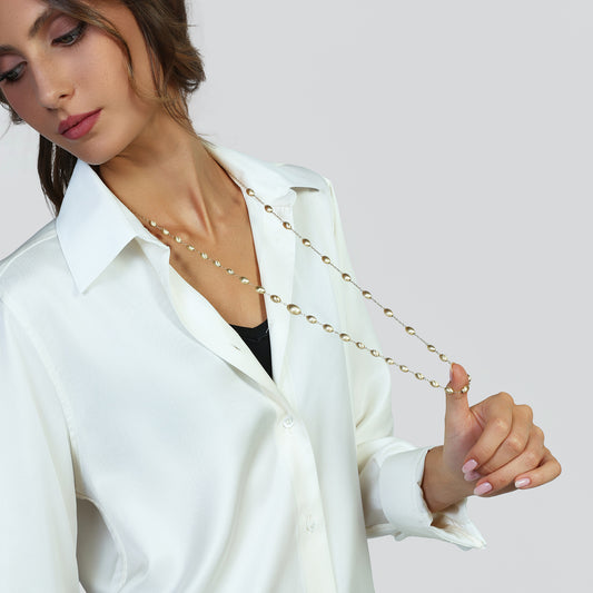 Collana lunga in argento dorato satinato  703YHW4244090   6658