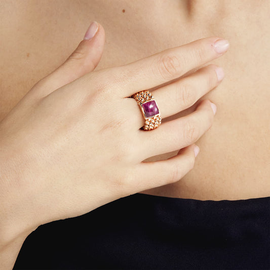 Anello in argento dorato rosa con Radice di Rubino Chicco - 711ECA0117000   6044/18