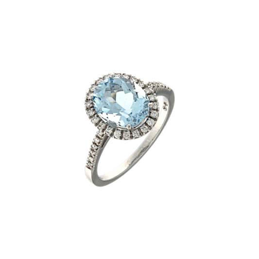 Anello in ORO BIANCO, DIAMANTI E ACQUA MARINA - LF232/20ACO