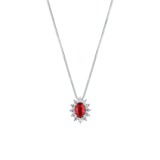 Collana IN ORO BIANCO, RUBINO E DIAMANTI LF458/B10R