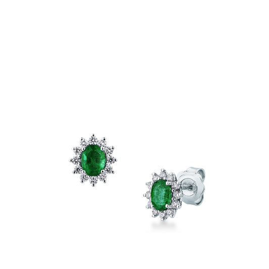 Orecchini ORO BIANCO DIAMANTI E SMERALDI LF459/B5S