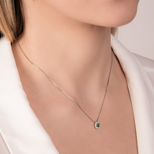Collana ORO BIANCO DIAMANTI E SMERALDO Z740/B5S