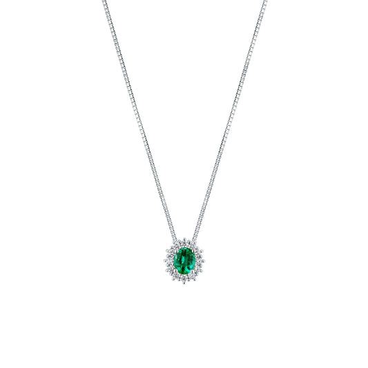 Collana ORO BIANCO DIAMANTI E SMERALDO Z740/B5S